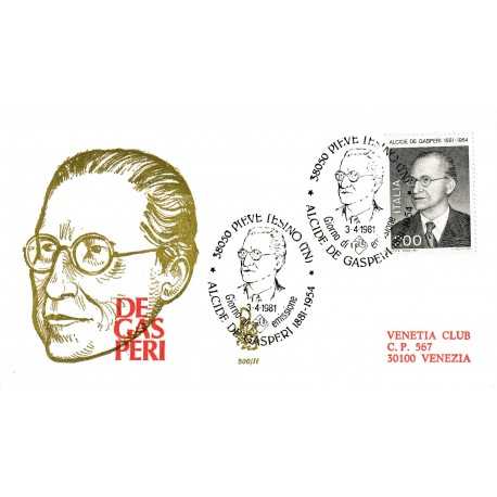 1981 FDC VENETIA 500/IT ITALIA ALCIDE DE GASPERI MF80841