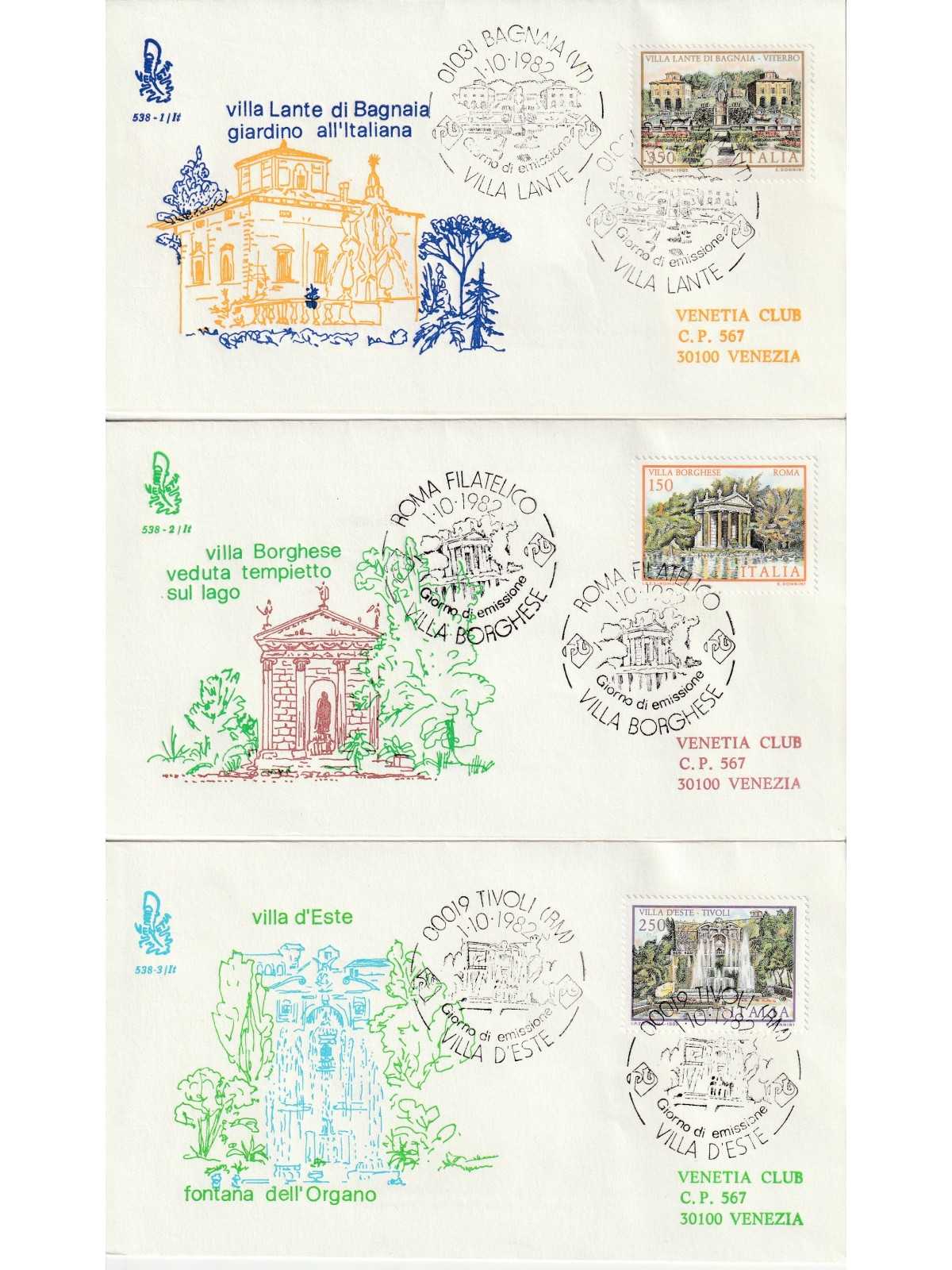 1982 FDC VENETIA 538-1-2-3/IT ITALIA SERIE VILLE III MF80880