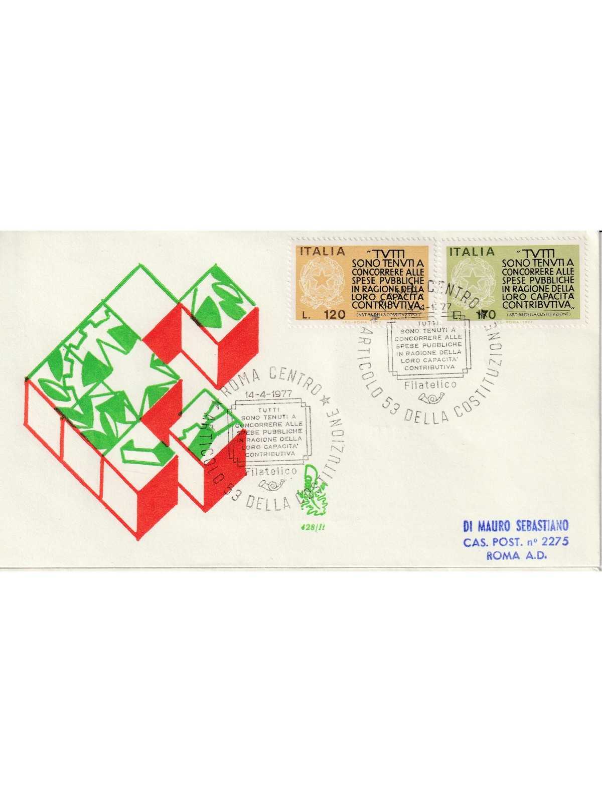 1977 FDC VENETIA 428/IT ITALIA ART. 53 DELLA COSTITUZIONE MF80930