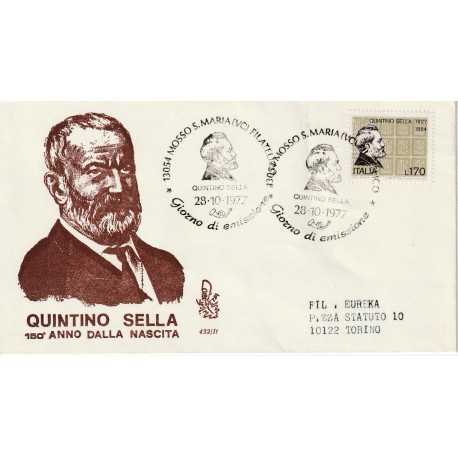 1977 FDC VENETIA 432/IT ITALIA QUINTINO SELLA 150 ANNO NASC. MF80934