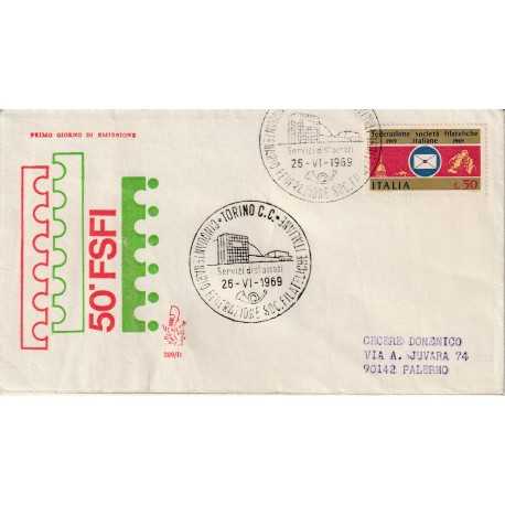 1969 FDC VENETIA 289/IT ITALIA 50 SOC. FILATELICA MF80989