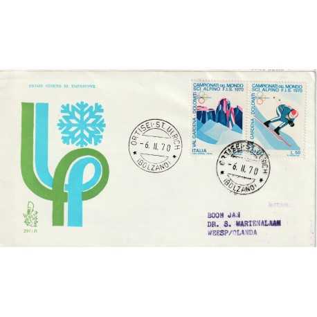 1970 FDC VENETIA 291/IT ITALIA CAMP. MONDO SCI ALPINO MF80991