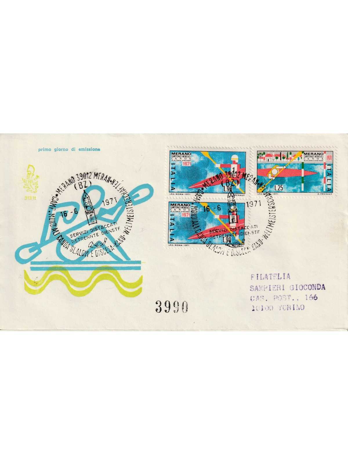 1971 FDC VENETIA 313/IT ITALIA CAMP. MOND. CANOA MF81013