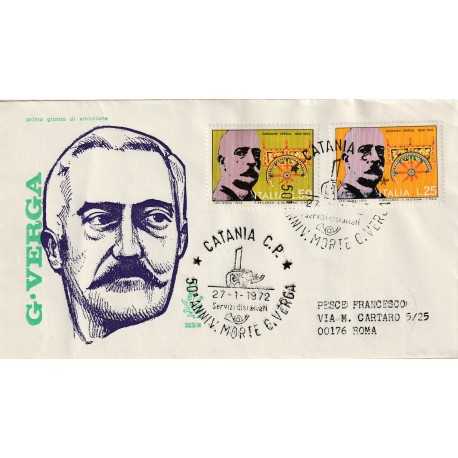 1972 FDC VENETIA 323/IT ITALIA 50 ANN. MORTE G.VERGA MF81023