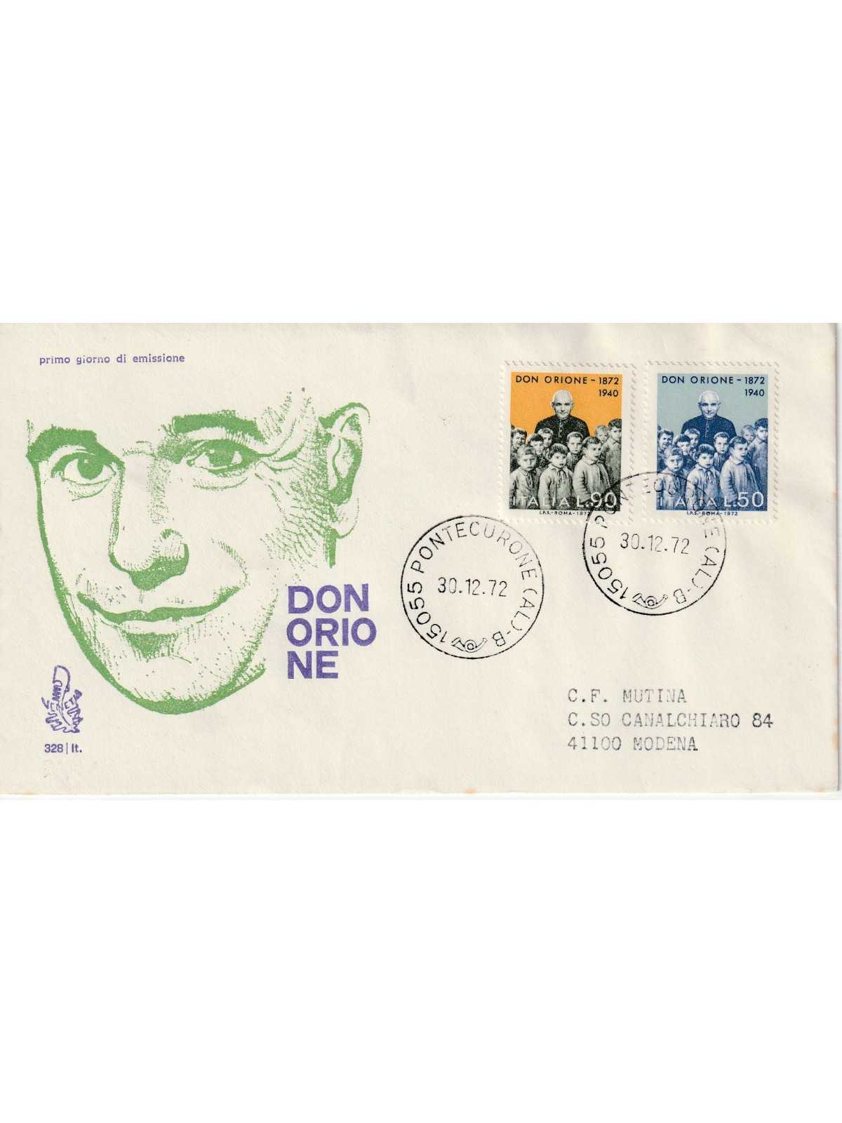 1972 FDC VENETIA 338/IT ITALIA DON ORIONE MF81038