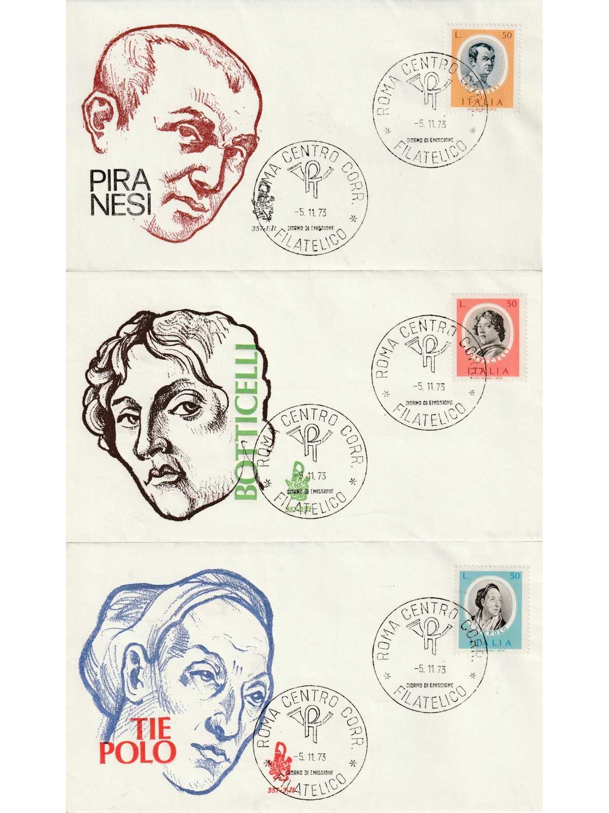 1973 FDC VENETIA 357-1-2-3-4-5/IT ITALIA SERIE ARTISTI I MF81057