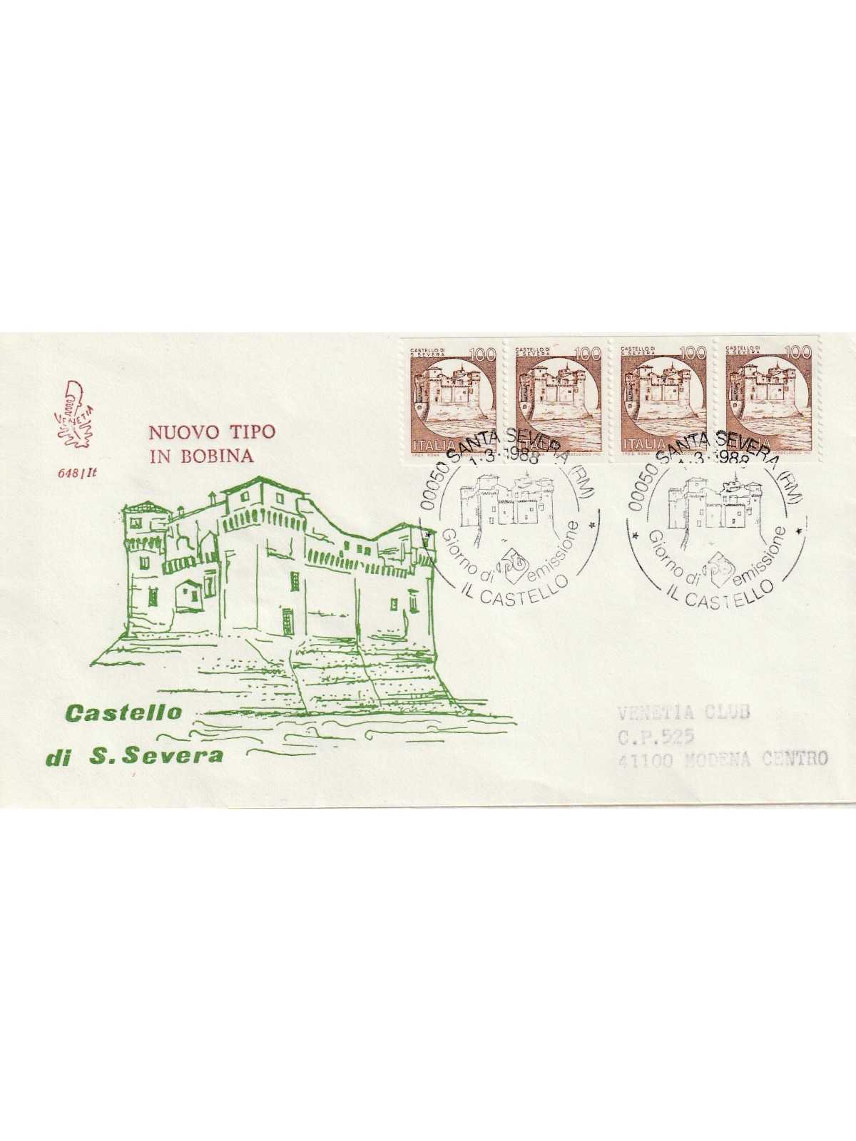 1988 FDC VENETIA 648/IT ITALIA CASTELLO BOBINE L. 100 MF81065