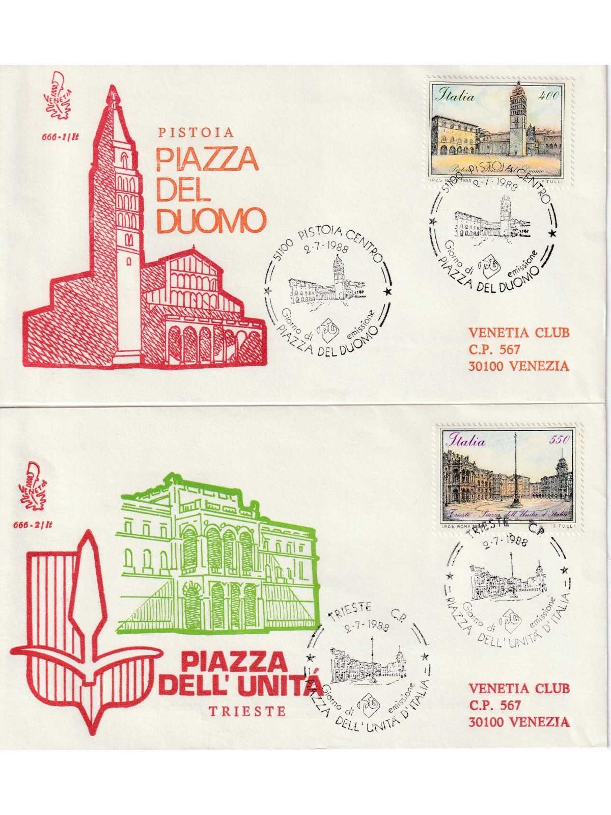 1988 FDC VENETIA 666 1-2/IT ITALIA SERIE PIAZZE II MF81083