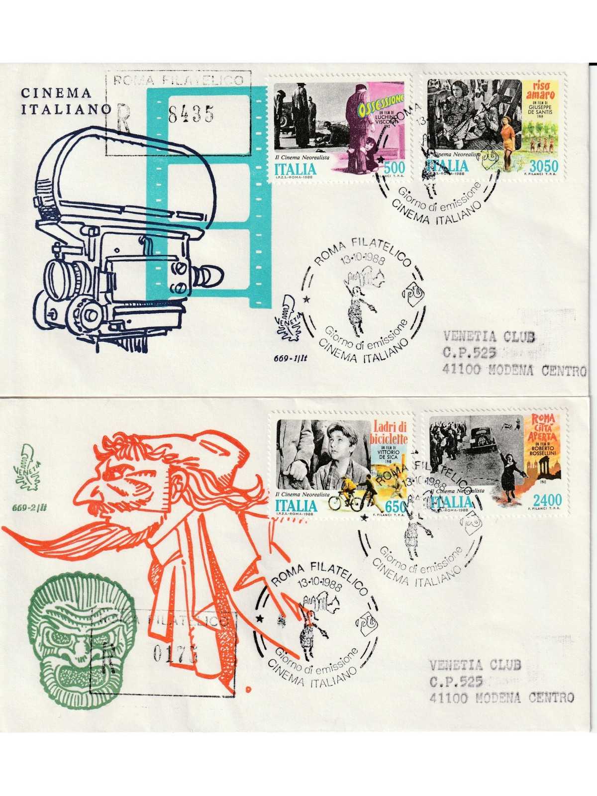 1988 FDC VENETIA 669 1-2/IT ITALIA SERIE CINEMA ITALIANO MF81086