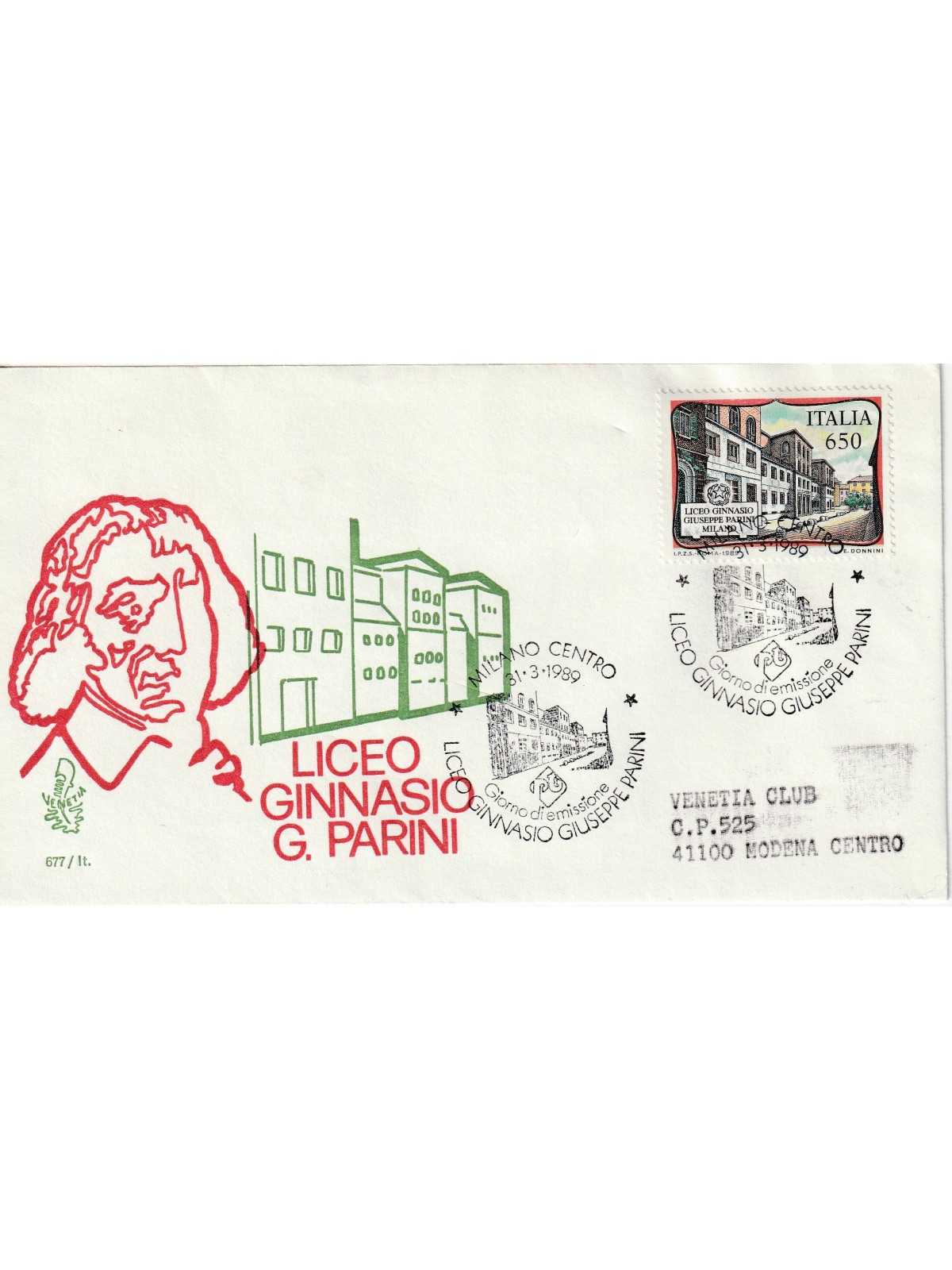 1989 FDC VENETIA 677/IT ITALIA LICEO GINNASIO G. PARINI MF81095