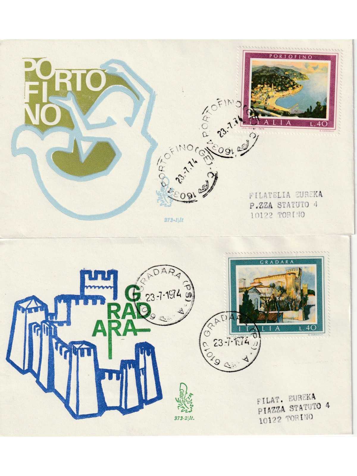 1974 FDC VENETIA 373 1-2/IT ITALIA SERIE TURISTICA I NON VIAGGIATA MF81125