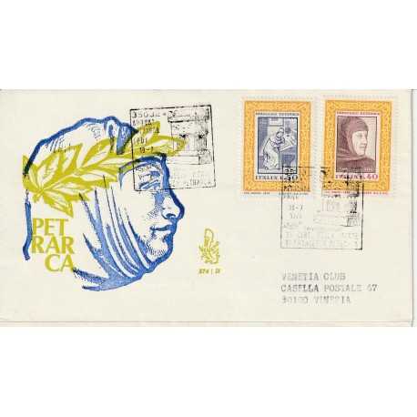 1974 FDC VENETIA 374/IT ITALIA PETRARCA VIAGGIATA MF81126