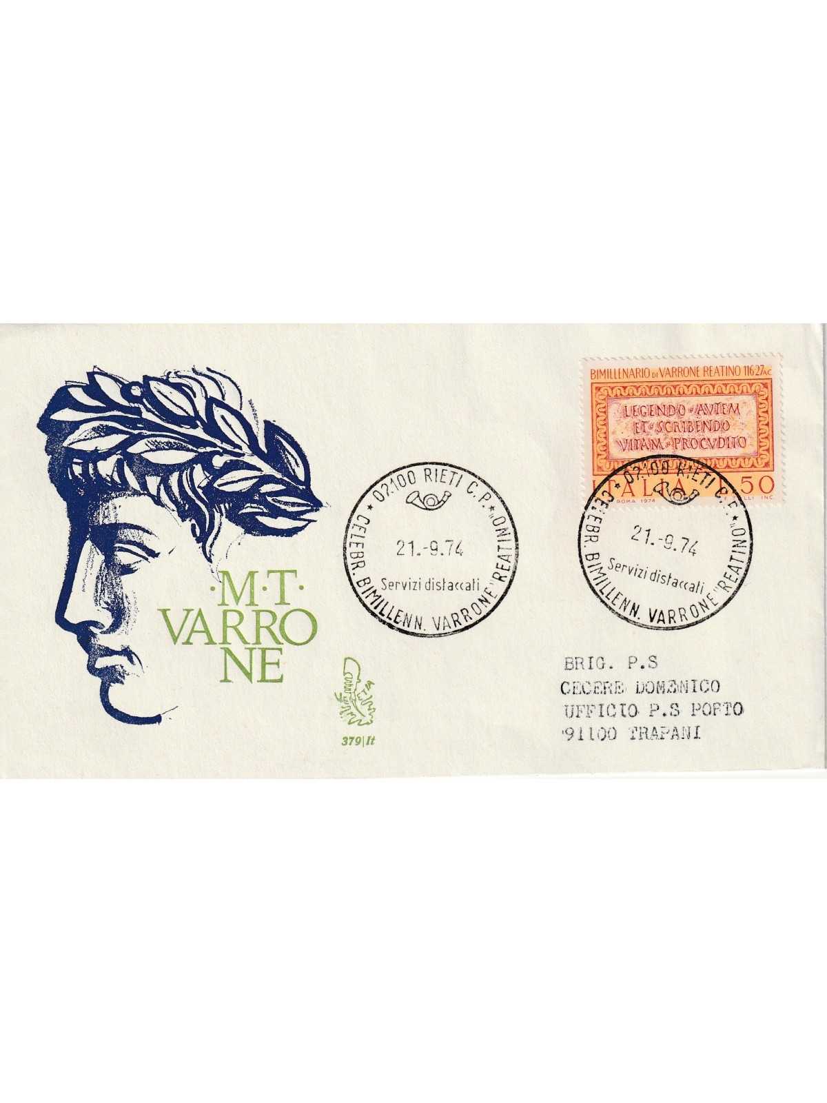 1974 FDC VENETIA 379/IT ITALIA M.T. VARRONE VIAGGIATA MF81131