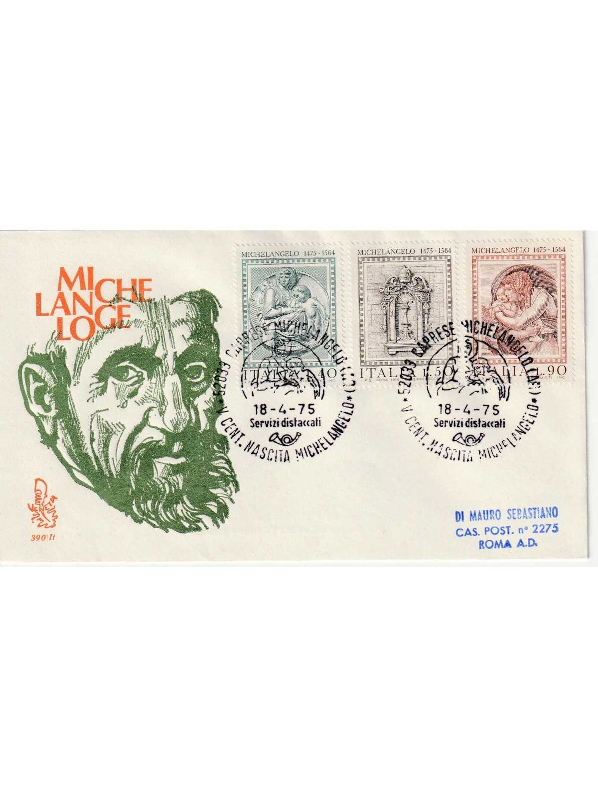 1975 FDC VENETIA 390/IT ITALIA MICHELANGELO VIAGGIATA MF81142