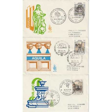 1975 FDC VENETIA 403 1-2-3/IT ITALIA SERIE FONTANE III VIAGGIATE MF81155