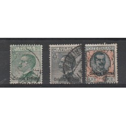 1925 ERITREA FRANCOBOLLI D ITALIA SOPRASTAMPATI 3 VALORI USATI MF55001