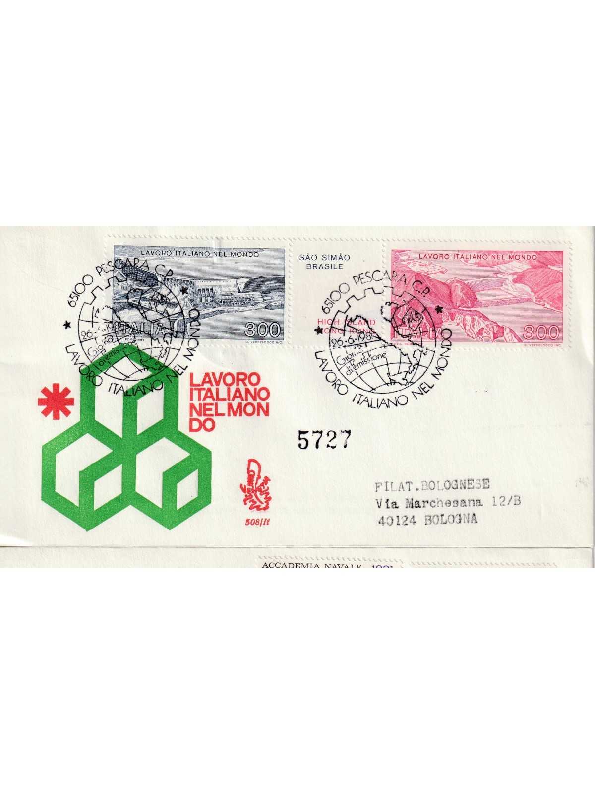 1981 FDC VENETIA 508/IT ITALIA LAVORO NEL MONDO VIAGGIATA MF81306