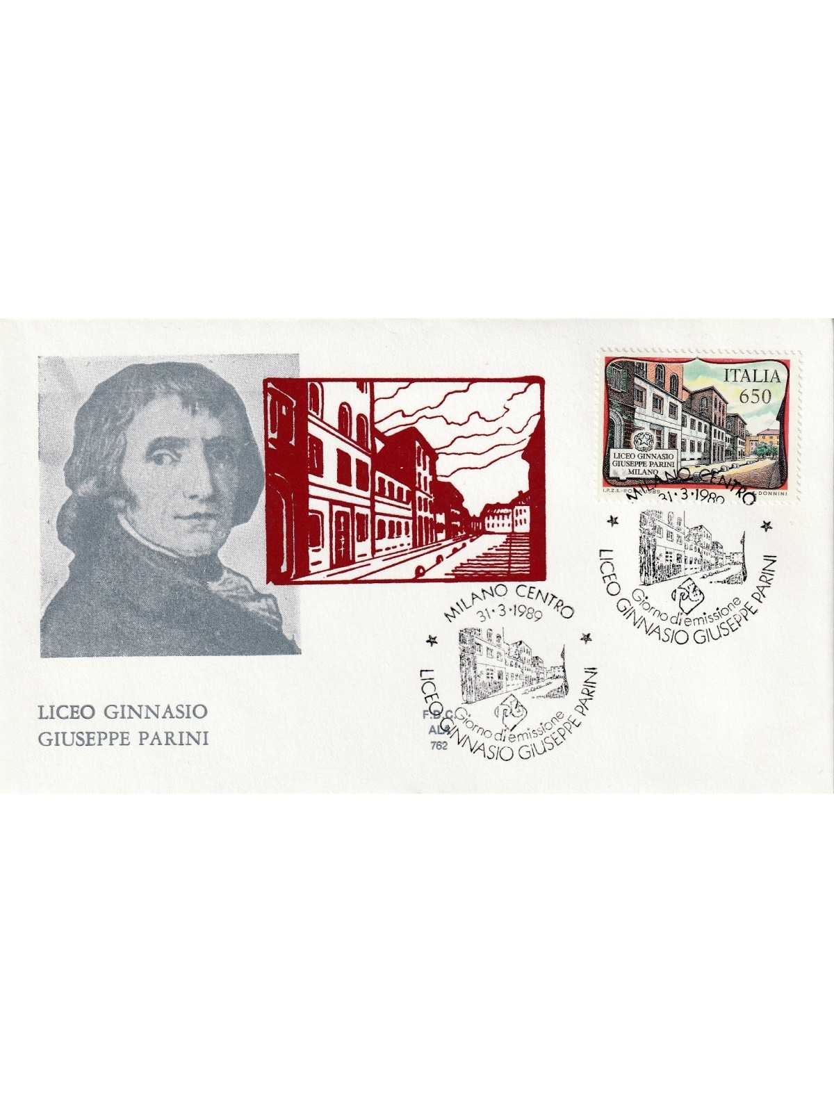 1989 FDC ALA ITALIA REPUBBLICA LICEO GINNASIO GIUSEPPE PARINI MF81309