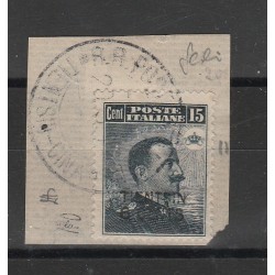 1917 CINA TIENTSIN 6c SU 15c GRIGIO NERO SASS N 3 UN VAL USATO CILIO MF55145