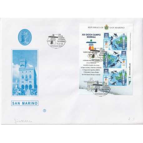 2010 FDC FILAGRANO SAN MARINO XXI GIOCHI OLIMPICI INVERNALI BF MF81363