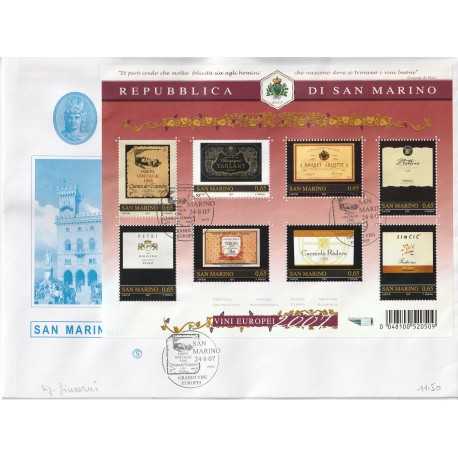 2007 FDC FILAGRANO SAN MARINO VINI EUROPEI BF MF81367