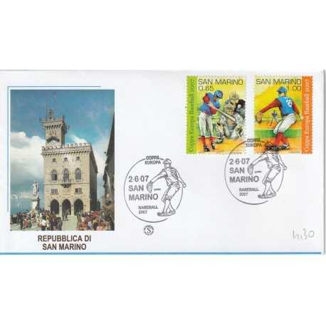 2007 FDC FILAGRANO SAN MARINO COPPA EUROPEA BASEBALL MF81381