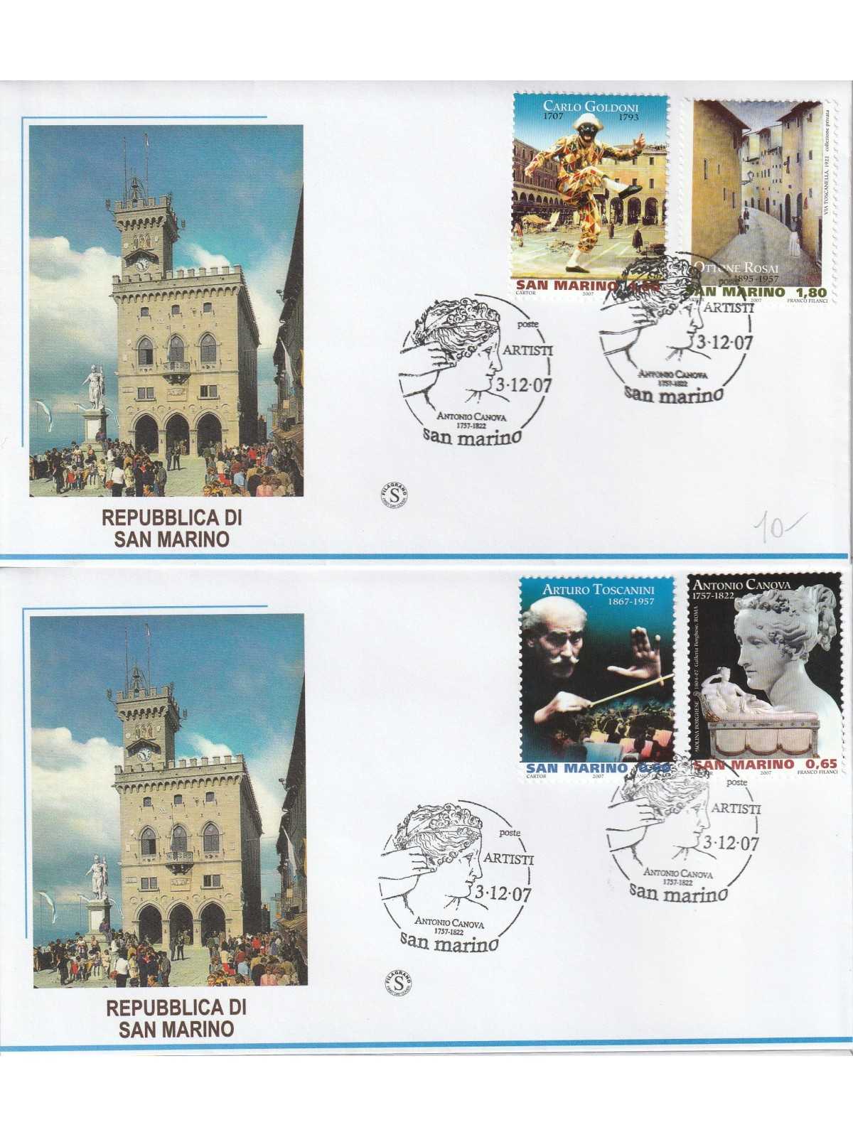 2007 FDC FILAGRANO SAN MARINO SERIE ARTISTI MF81383