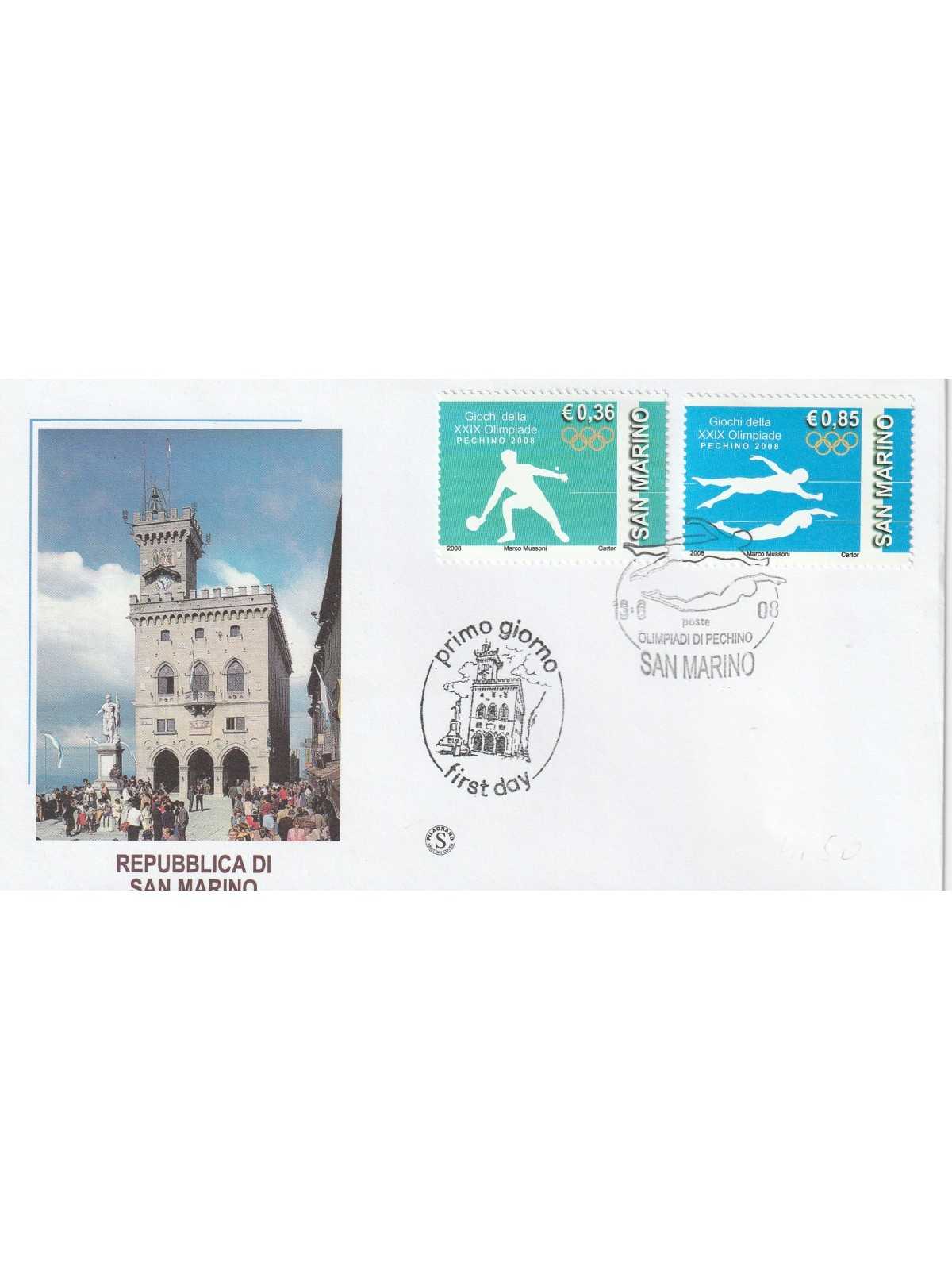 2008 FDC FILAGRANO SAN MARINO OLIMPIADI DI PECHINO MF81387