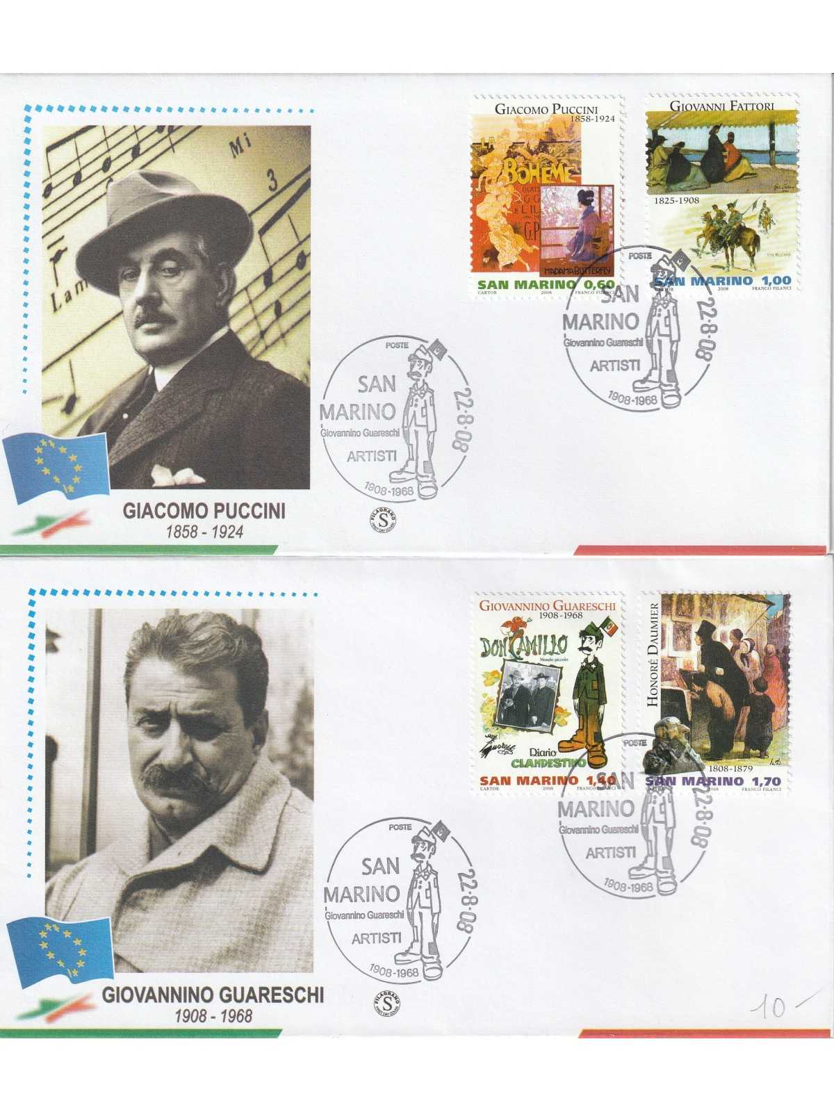 2008 FDC FILAGRANO SAN MARINO SERIE ARTISTI MF81398