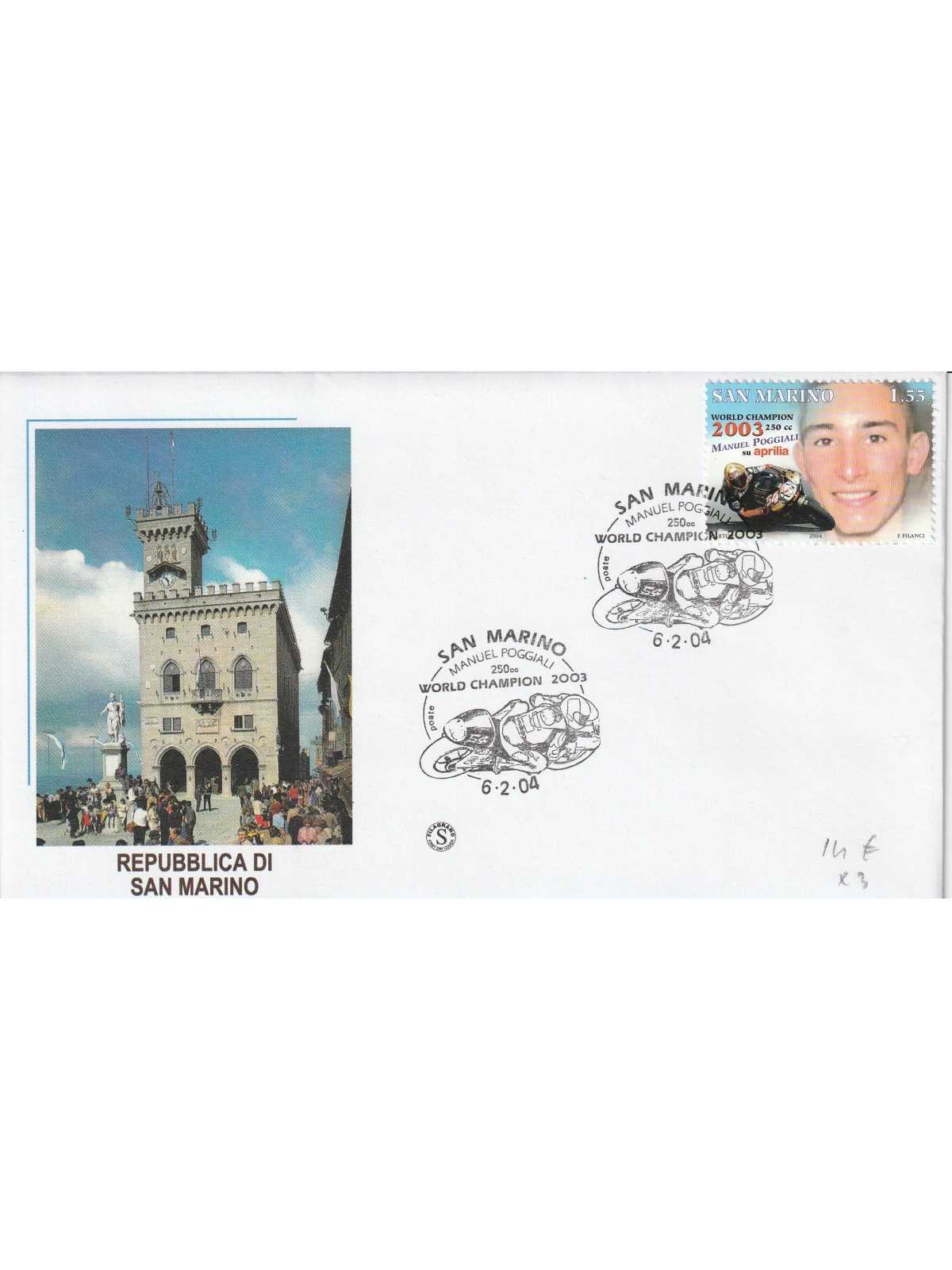 2004 FDC FILAGRANO SAN MARINO MANUEL POGGIALI MF81414