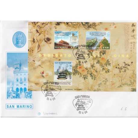 2004 FDC FILAGRANO SAN MARINO REPUBBLICA POPOLARE CINESE BF MF81457