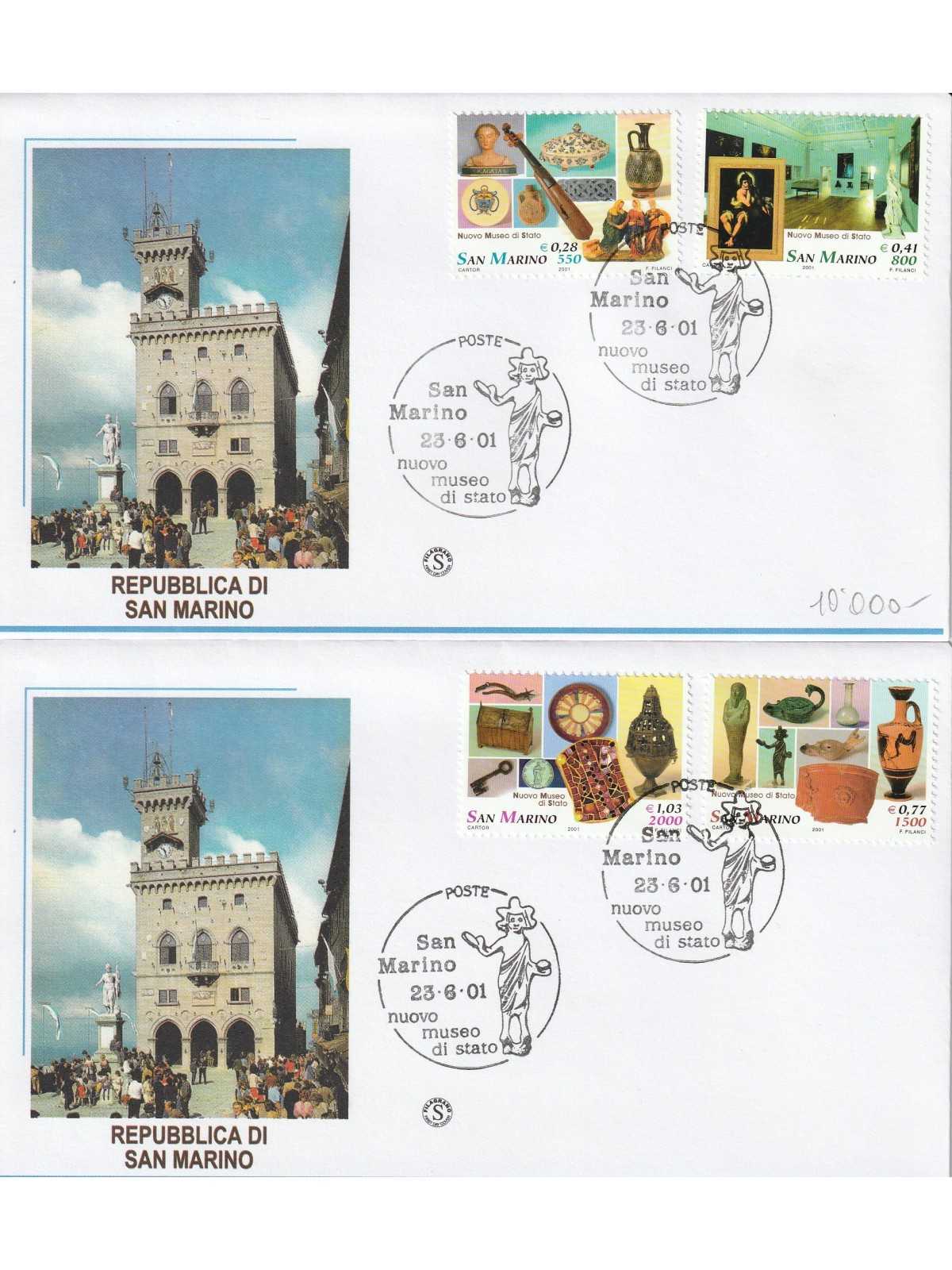 2001 FDC FILAGRANO SAN MARINO SERIE NUOVO MUSEO DI STATO MF81466