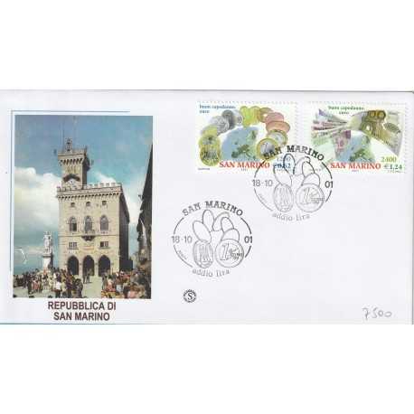 2001 FDC FILAGRANO SAN MARINO ADDIO LIRA-BUON CAPODANNO EURO MF81471