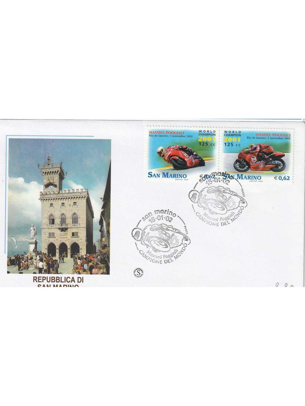 2002 FDC FILAGRANO SAN MARINO CAMP. DEL MONDO-POGGIALI MF81472