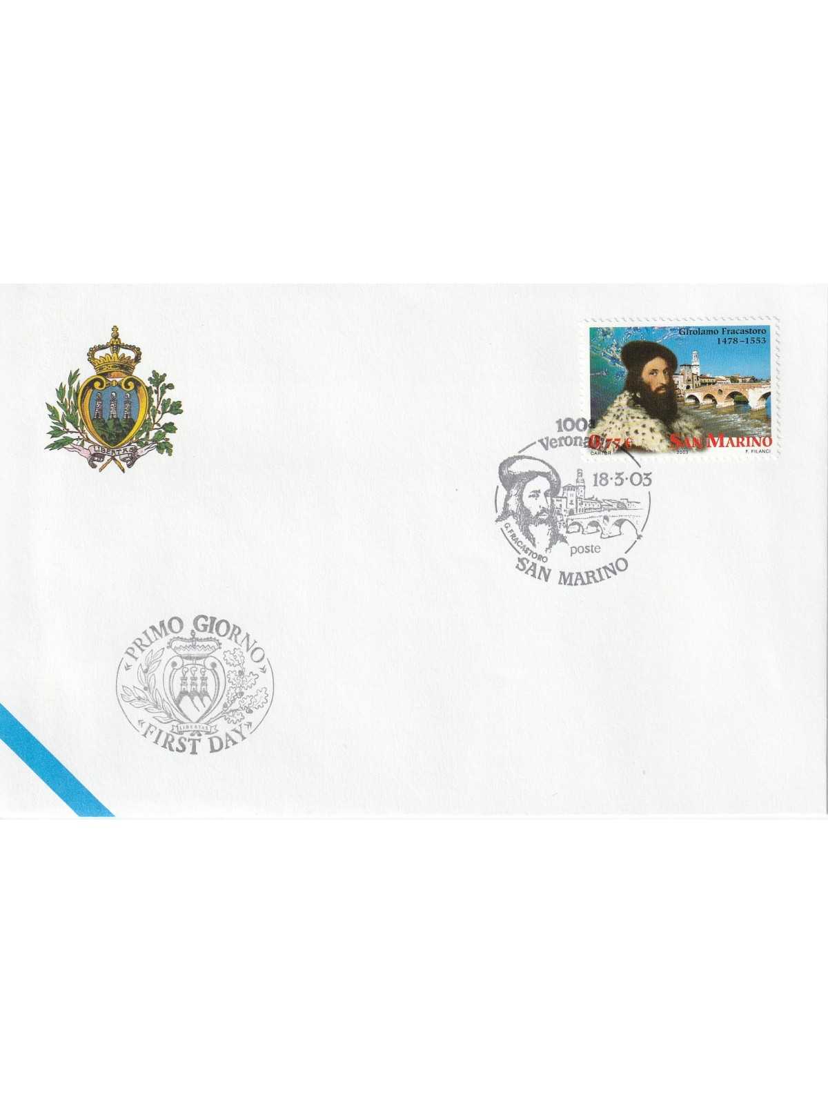 2003 FDC LIBERTAS A.A.S.F.N. SAN MARINO 100 VERONAFIL MF81508