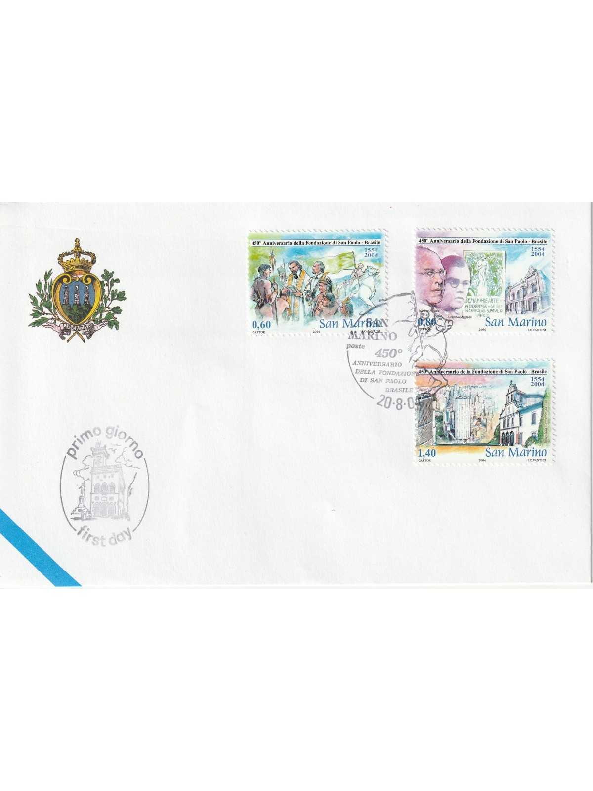 2004 FDC LIBERTAS A.A.S.F.N. SAN MARINO 450 ANN. FOND. S.PAOLO MF81510