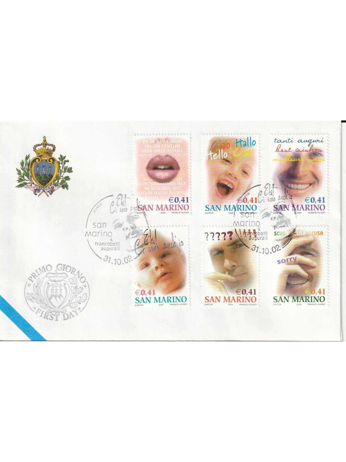 2002 FDC LIBERTAS A.A.S.F.N. SAN MARINO FRANCOBOLLI AUGURALI MF81528