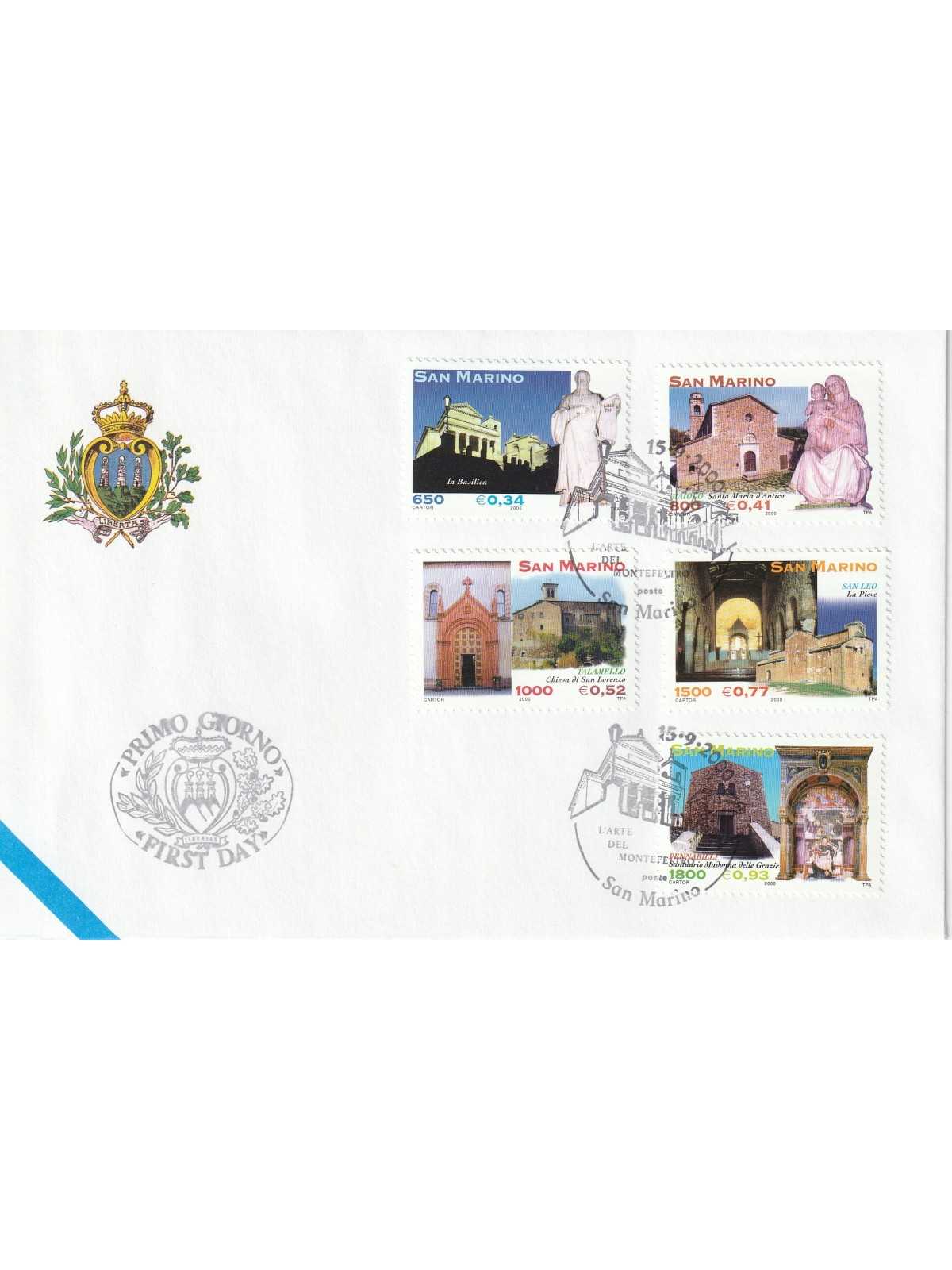 2000 FDC LIBERTAS A.A.S.F.N. SAN MARINO L'ARTE DEL MONTEFELTRO MF81539