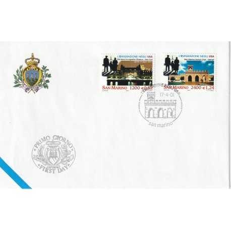 2001 FDC LIBERTAS A.A.S.F.N. SAN MARINO L'EMIGRAZIONE NEGLI USA MF81541