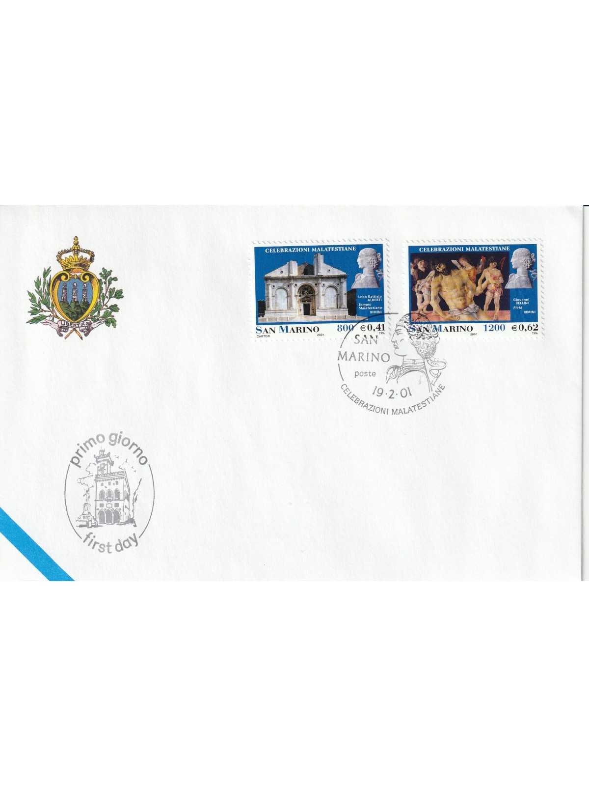 2001 FDC LIBERTAS A.A.S.F.N. SAN MARINO CELEBRAZIONI MALATESTIANE MF81544