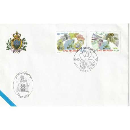 2001 FDC LIBERTAS A.A.S.F.N. SAN MARINO ADDIO LIRA MF81551