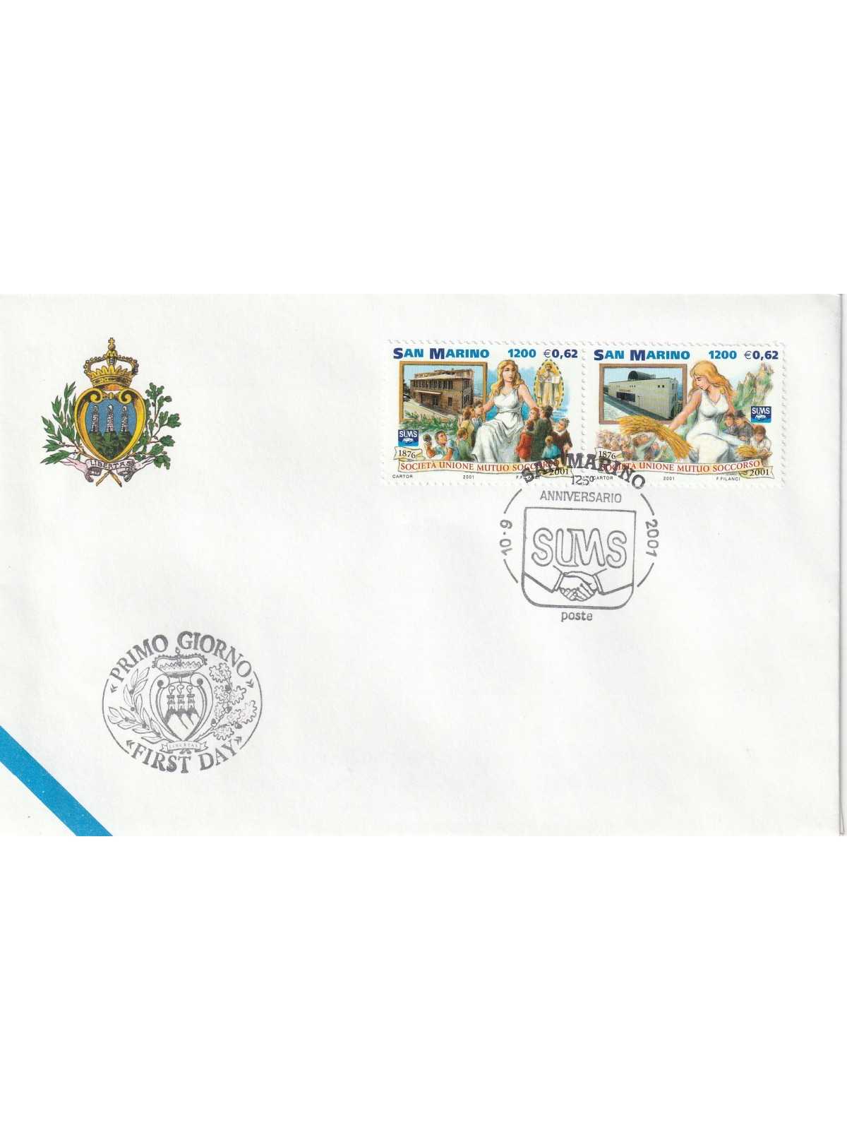 2001 FDC LIBERTAS A.A.S.F.N. SAN MARINO 125 ANN. S. MUTUO SOCC. MF81552