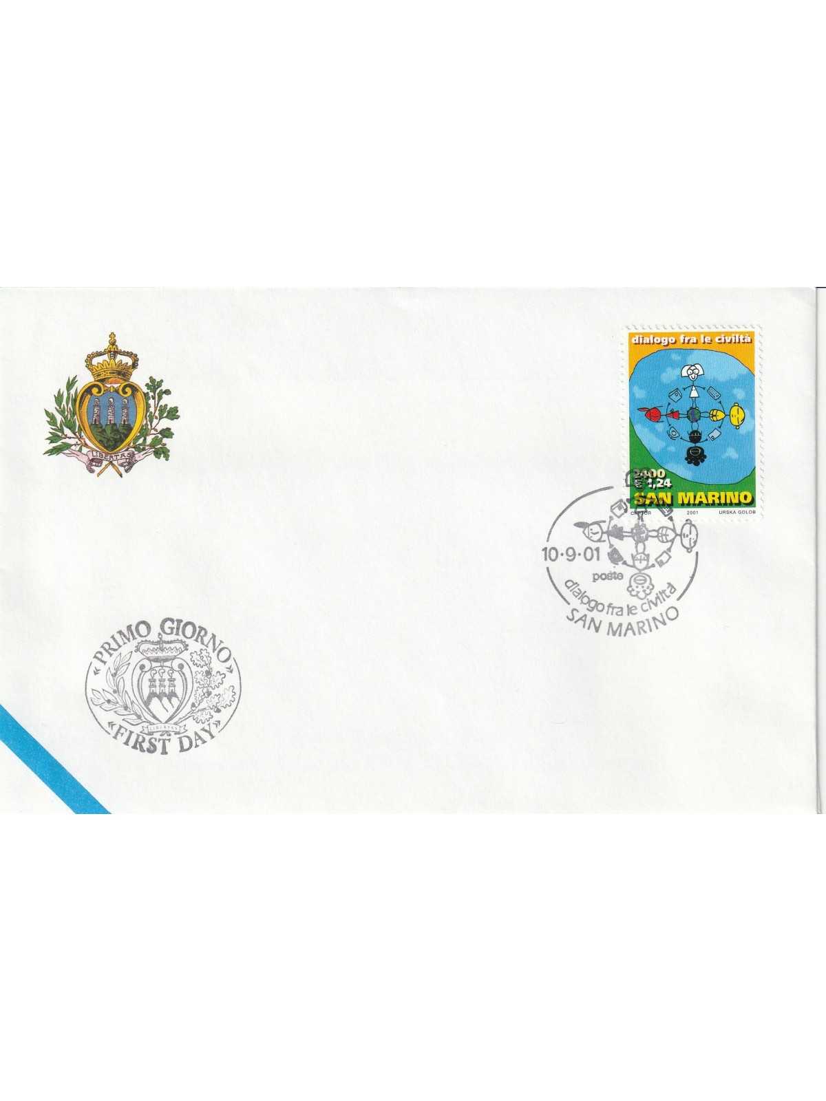 2001 FDC LIBERTAS A.A.S.F.N. SAN MARINO DIALOGO FRA CIVILTA' MF81553