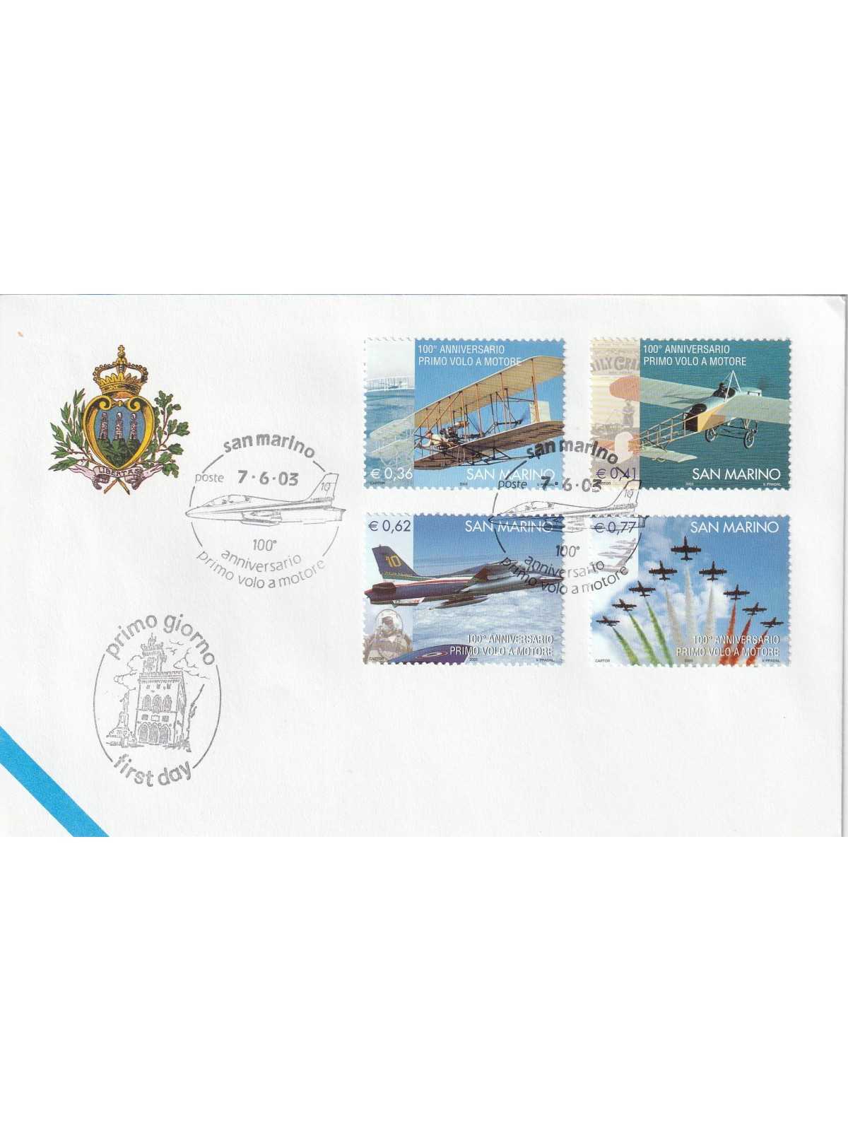 2003 FDC LIBERTAS A.A.S.F.N. SAN MARINO 100 ANN. I VOLO MOTORE MF81556