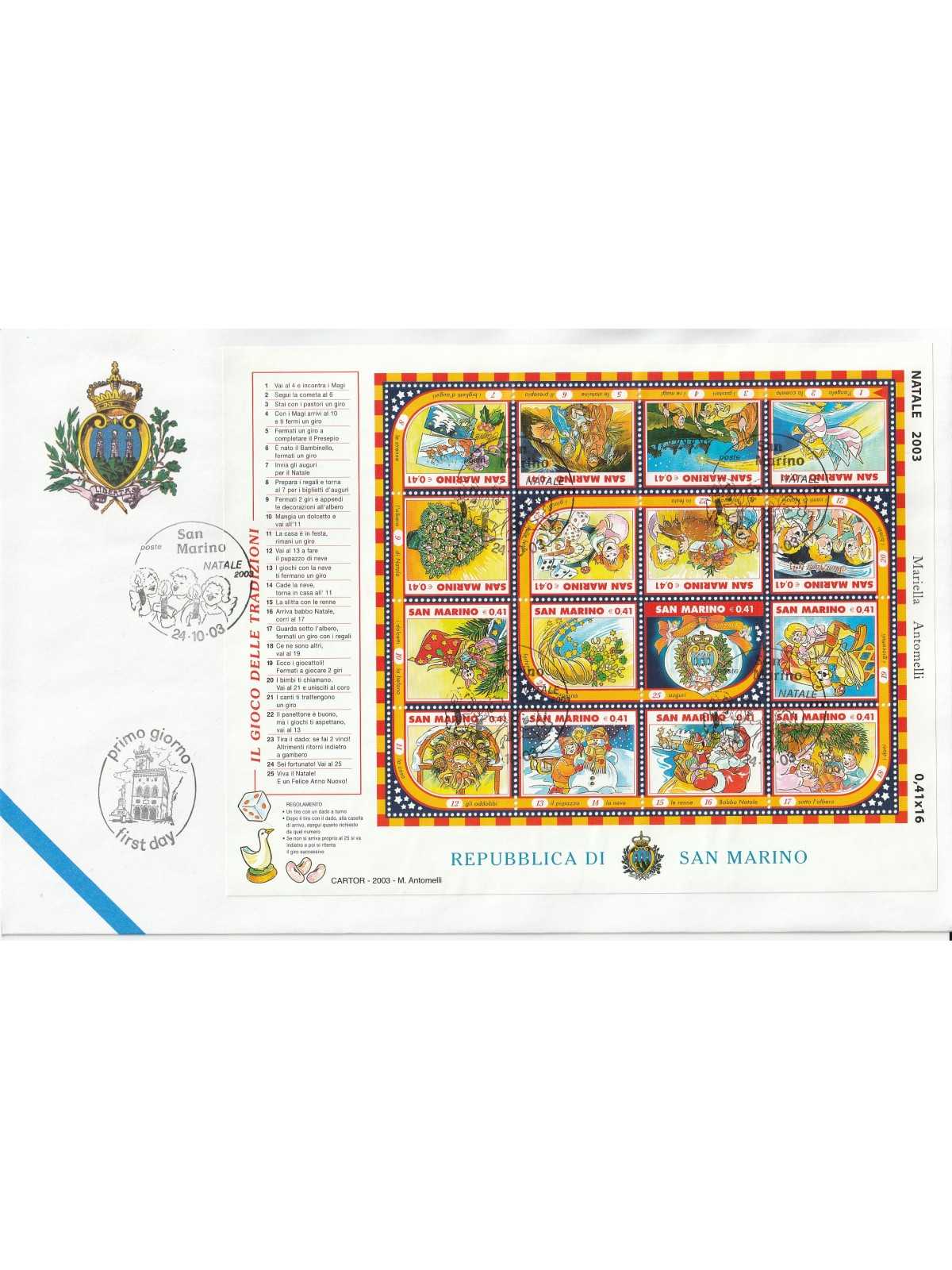 2003 FDC LIBERTAS A.A.S.F.N. SAN MARINO NATALE 2003 MF81569