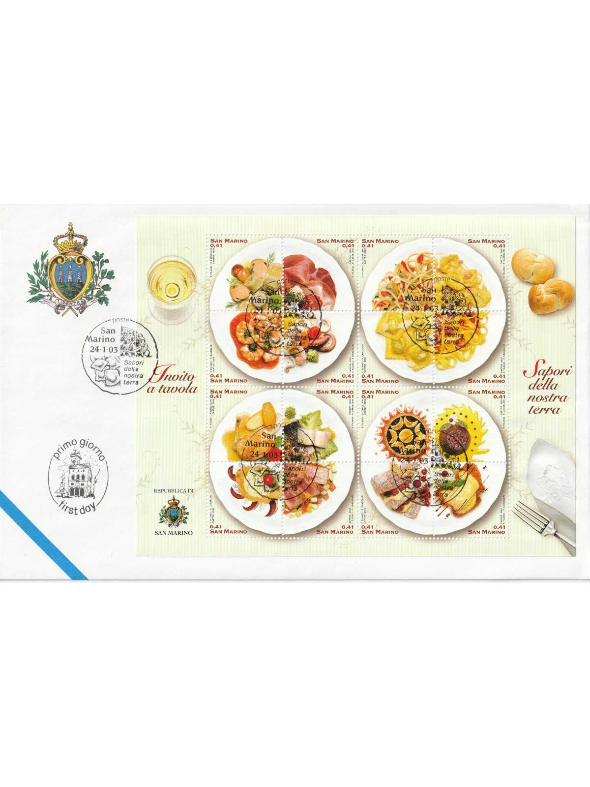 2003 FDC LIBERTAS A.A.S.F.N. SAN MARINO SAPORI DELLA NOSTRA TERRA MF81571