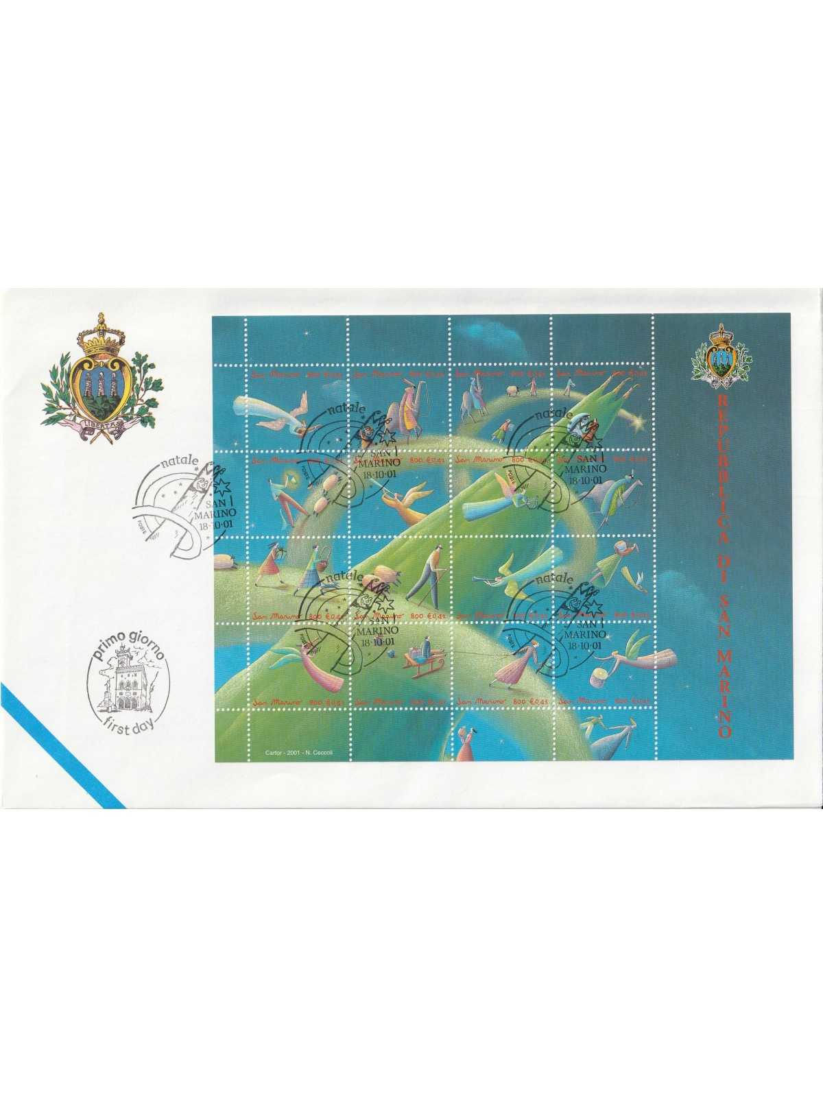 2001 FDC LIBERTAS A.A.S.F.N. SAN MARINO NATALE BF MF81572