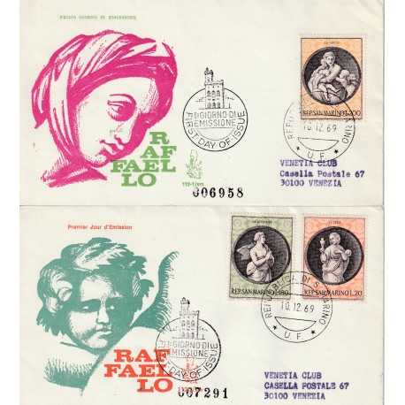 1969 FDC VENETIA SAN MARINO 112-1-2/SM SERIE RAFFAELLO VIRTU' TEOLOGALI MF81599