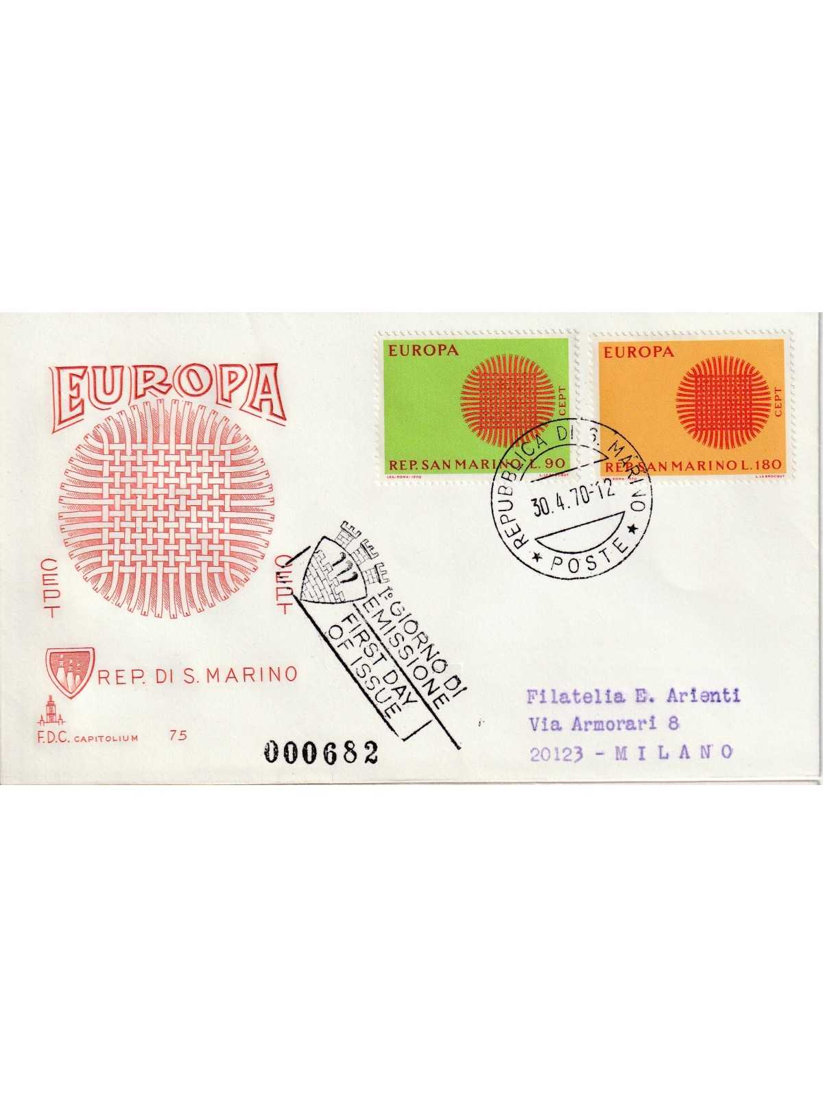 1970 FDC CAPITOLIUM SAN MARINO EUROPA 1970 MF81603