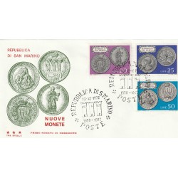 1972 FDC TRE STELLE SAN MARINO MONETE DELLA REPUBBLICA MF81621